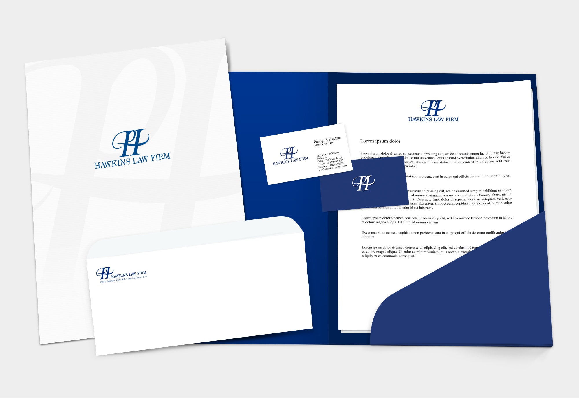 Hawkins Law Firm Brand Development Stationary