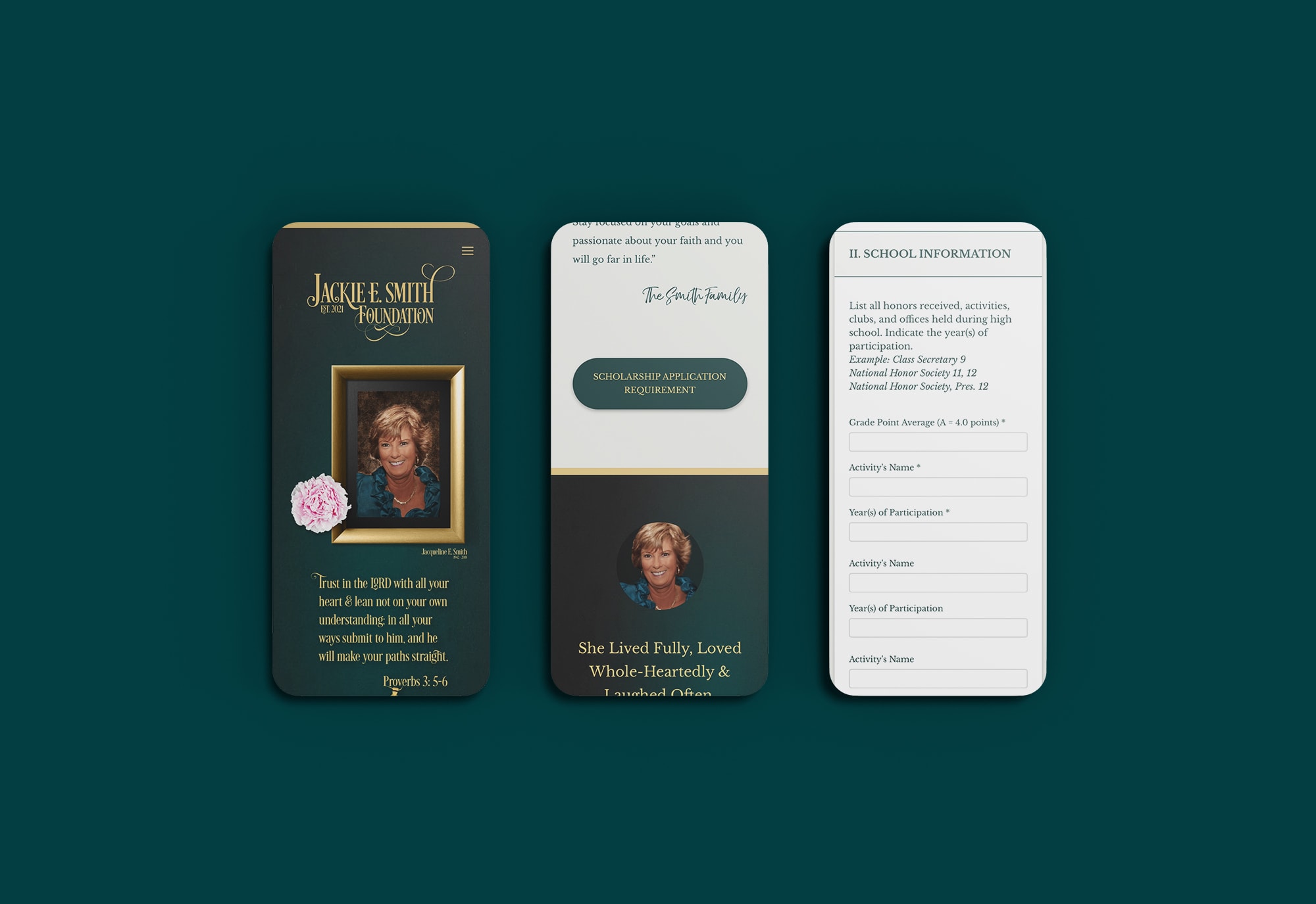 Jackie Smith Foundation Website Design &amp; Development Mobile