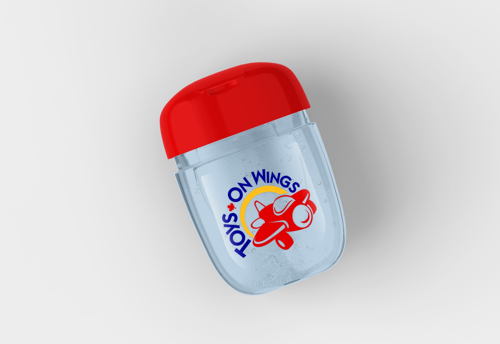 Toys on Wings Logo Design on Hand Sanitizer