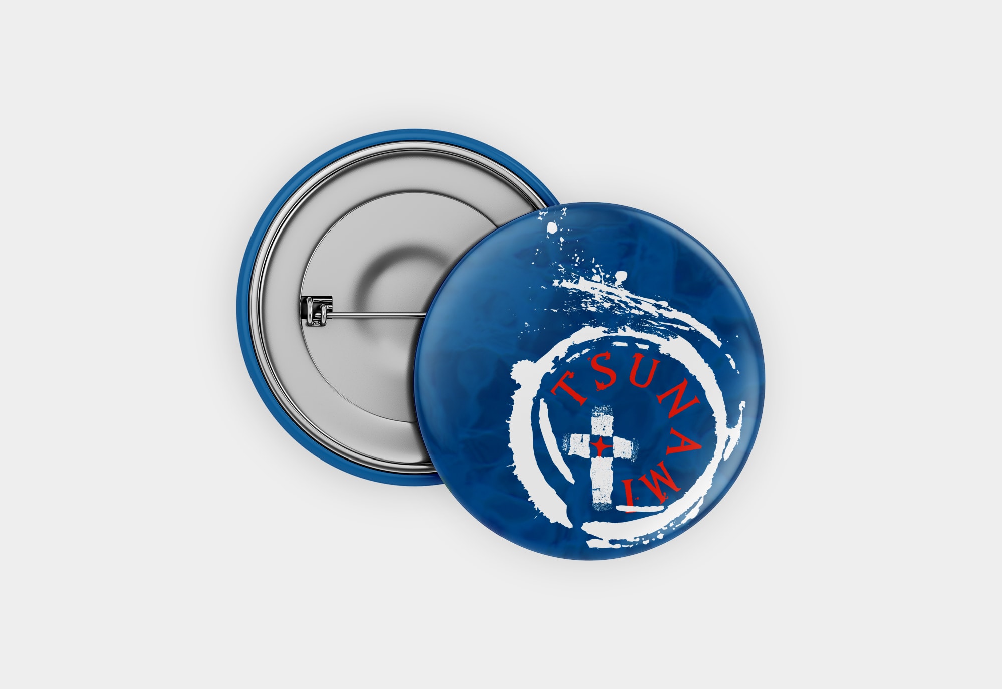 Tsunami Logo Design on Button