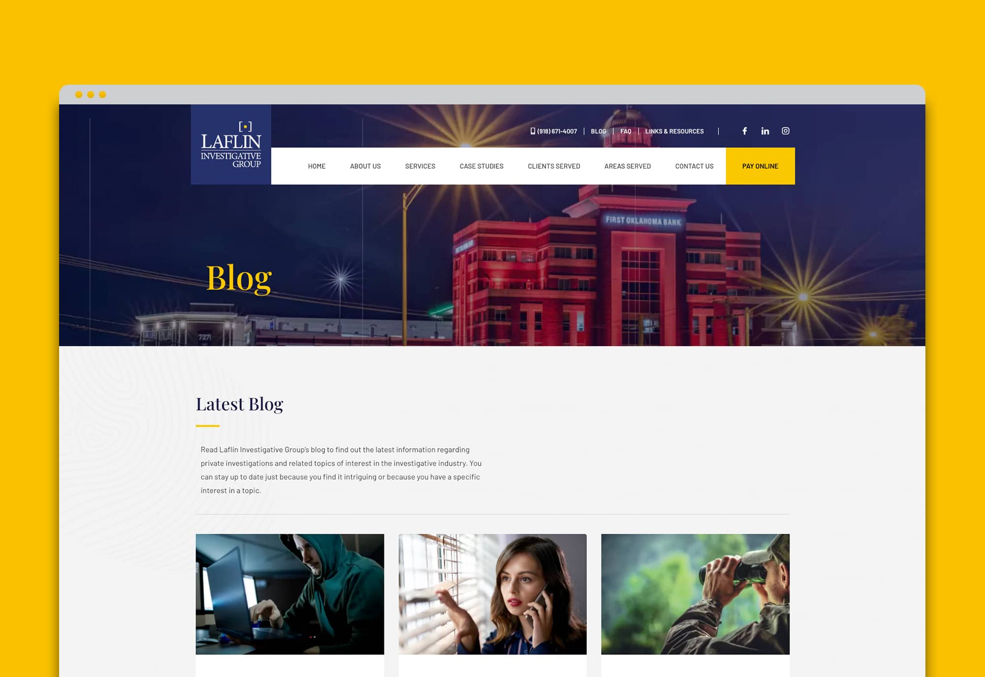 Laflin Investigative Group Website Design by Matcha Design