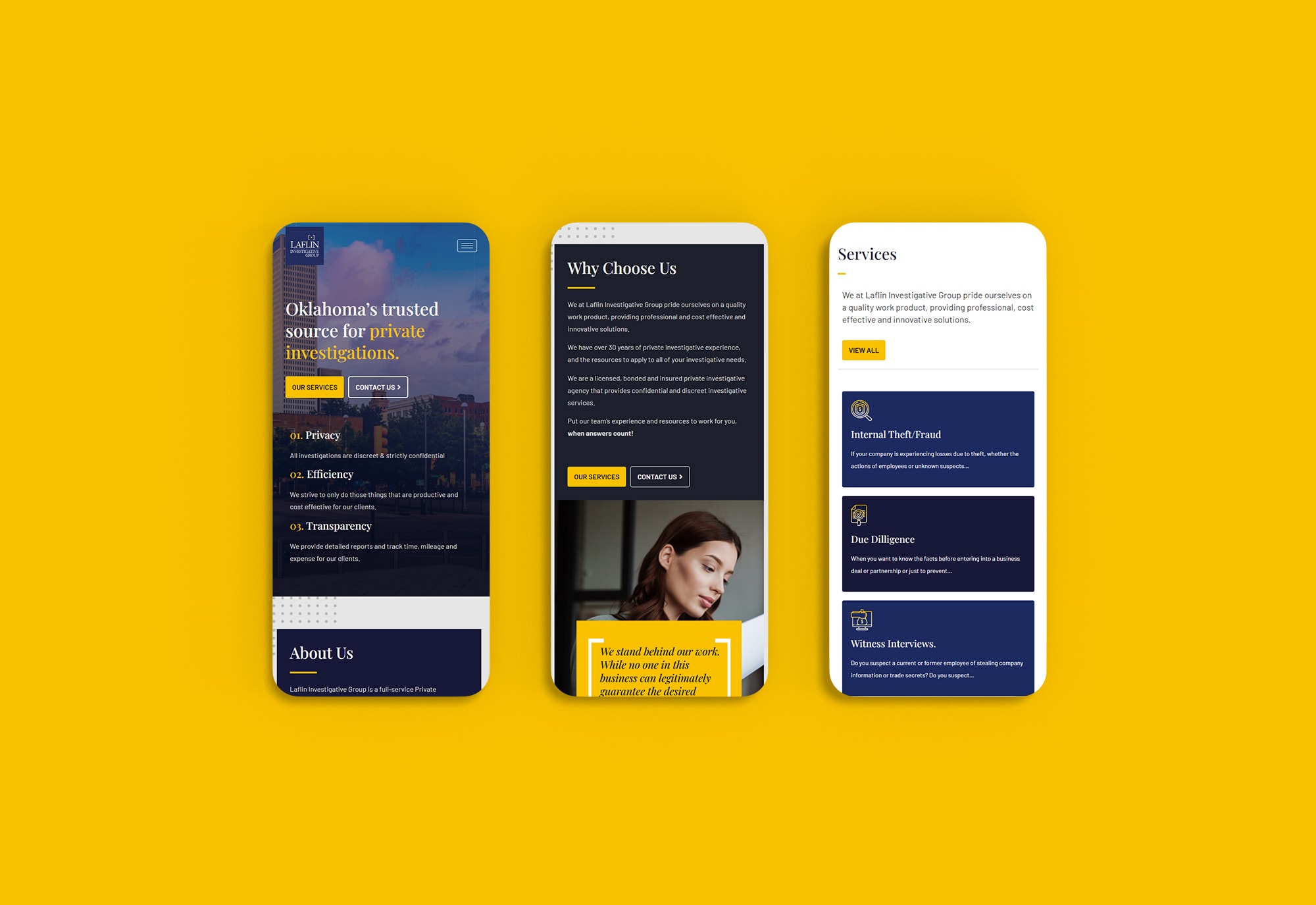 Laflin Investigative Group Website Design by Matcha Design