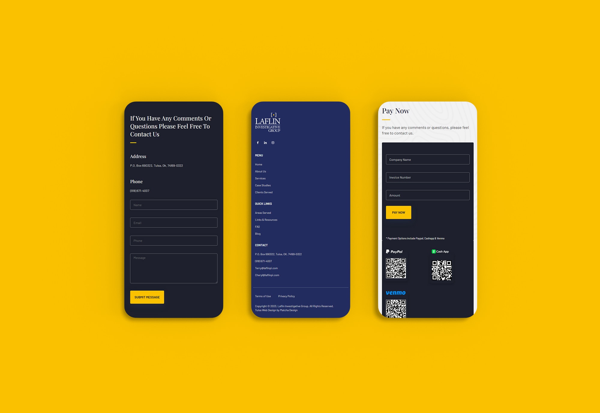 Laflin Investigative Group Website Design by Matcha Design